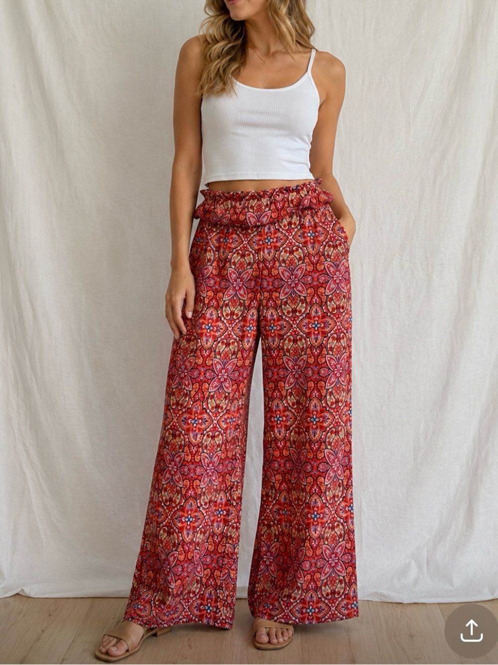 Helen Jon Red Floral Wide Leg Palazzo Pants